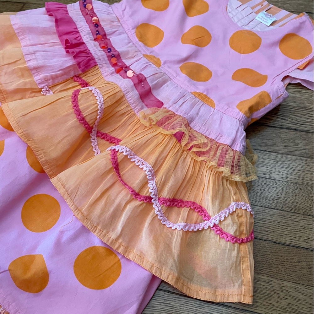 OILILY girls edgy fun dress size 10 haute couture summer euro 116 pink orange - Picture 6 of 8